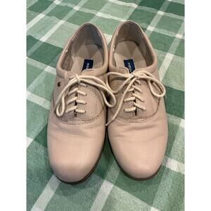 Easy Spirit Leather Lace Up Oxfords Beige Comfort Shoes Walking Casual 8.5W Wide